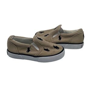 Polo Ralph Lauren Khaki Bal Harbour Slip On Sneakers Size 6 Toddler